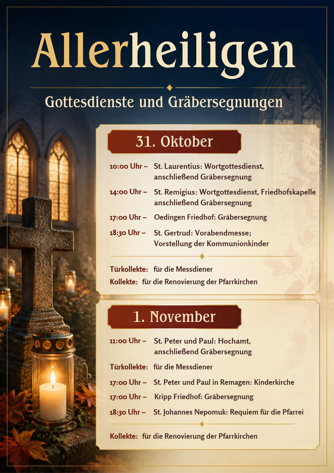 Allerheiligen Gottesdienstplakat 2026