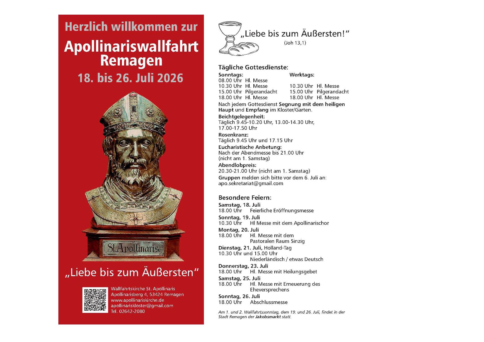 Flyer 'Apollinariswallfahrt 2026'
