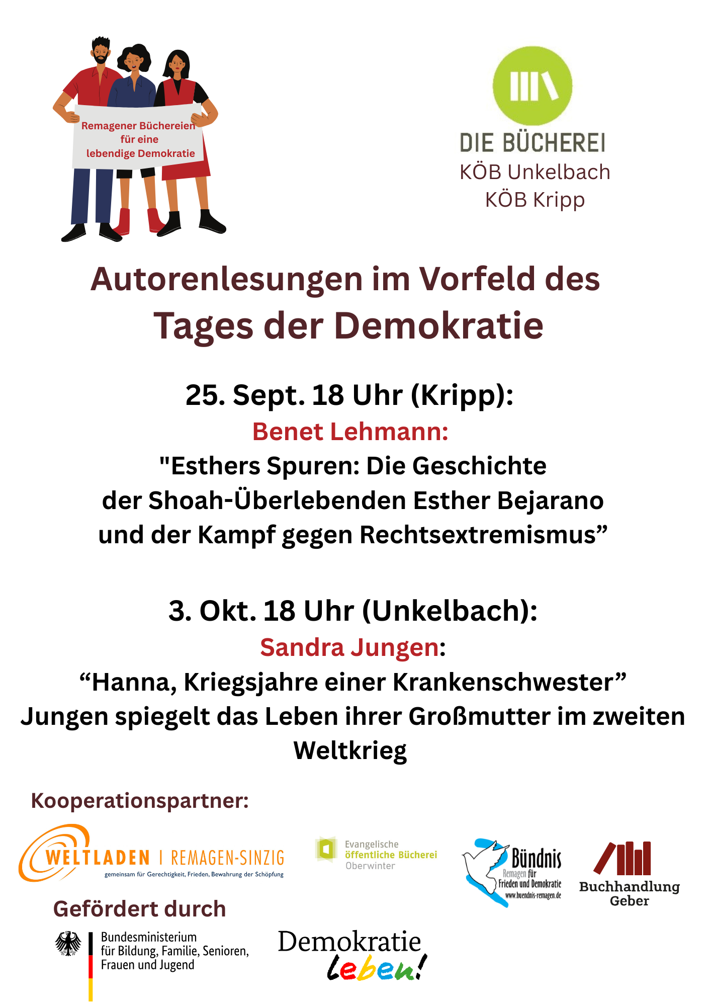 Flyer für Autorenlesung im Vorfeld des Tages der Demokratie 2025
