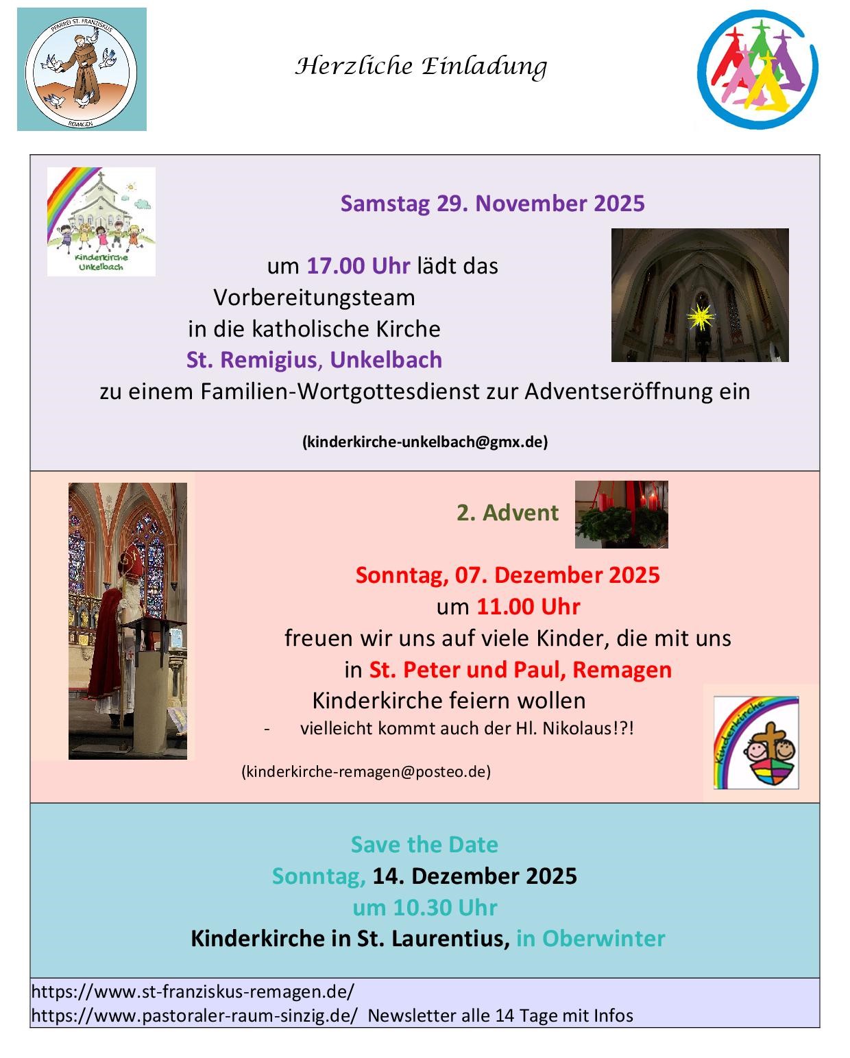 Einladung zur Kinderkirche im Nov/Dez 2025