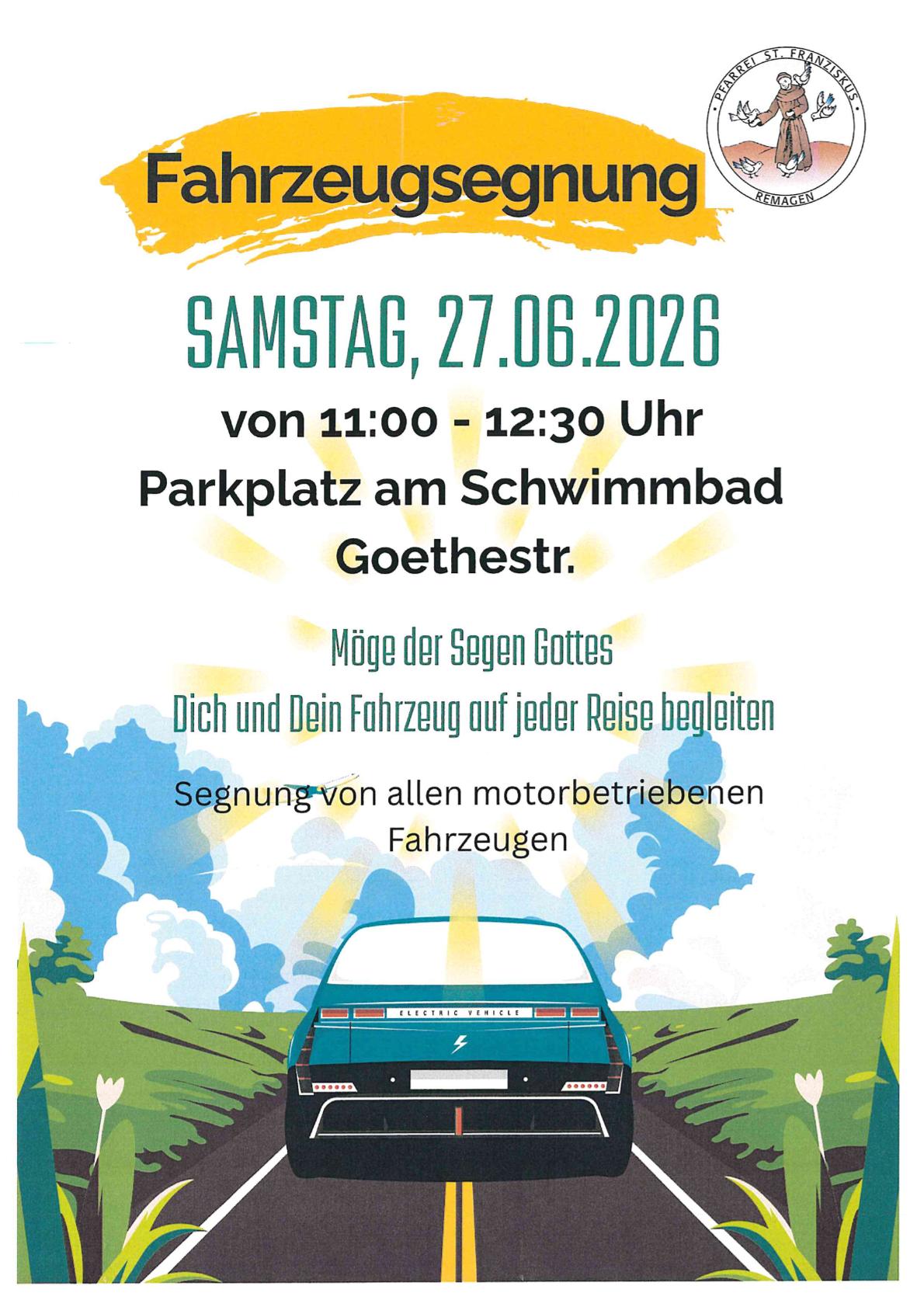 Flyer 'Fahrzeugsegnung 27.06.2026'