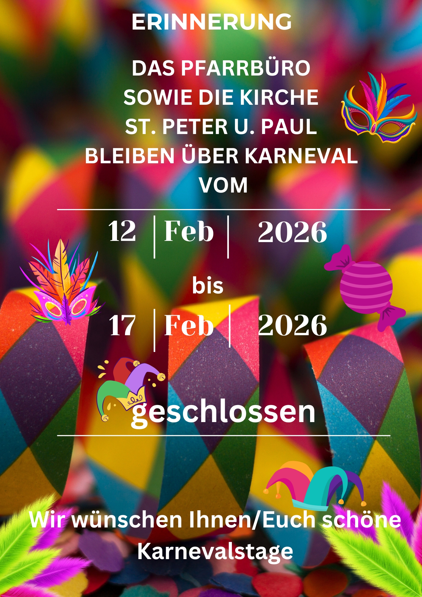 Karneval geschlossen 2026