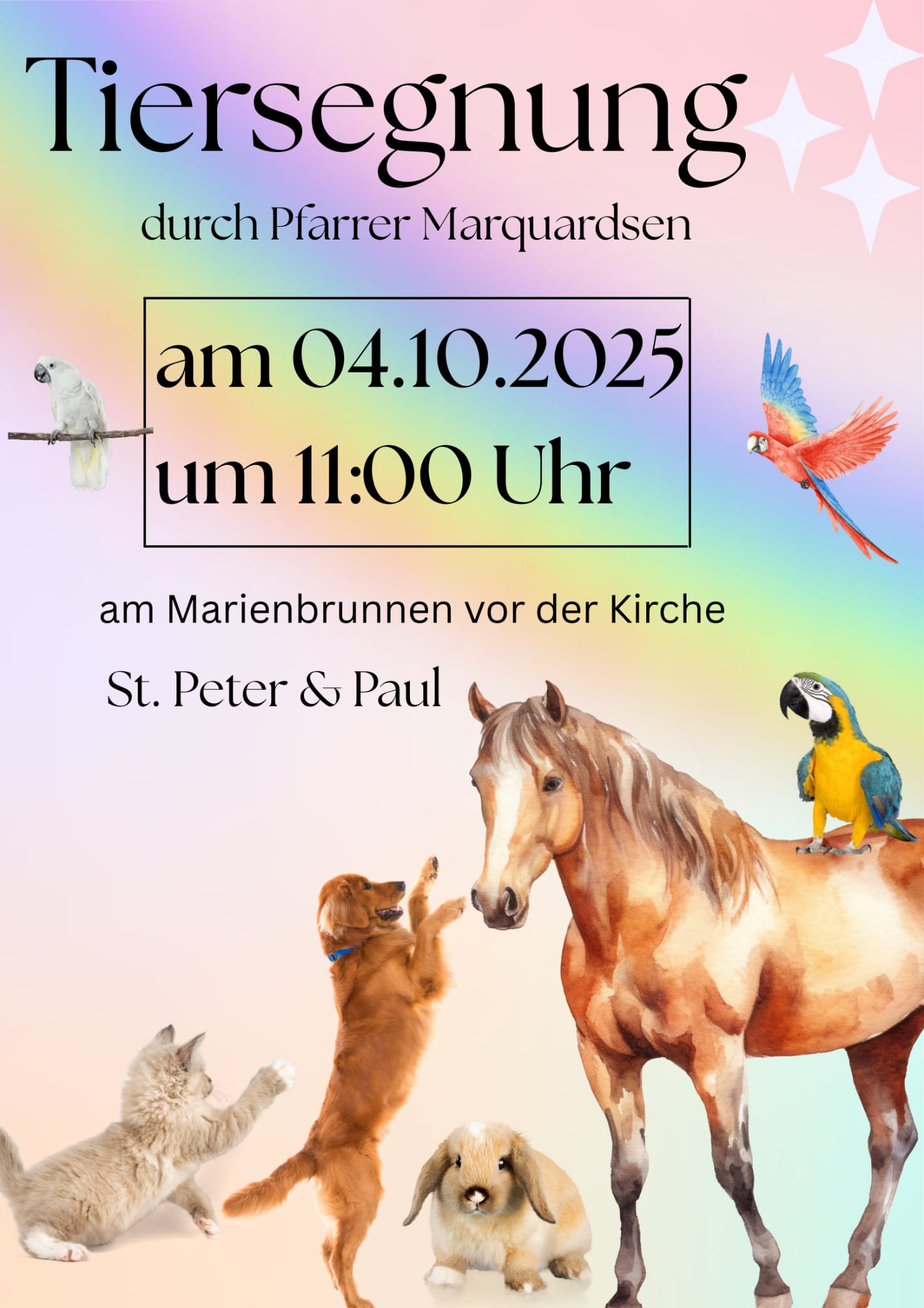 Tiersegung 04.10.2025 um 11 Uhr vor St. Peter und Paul