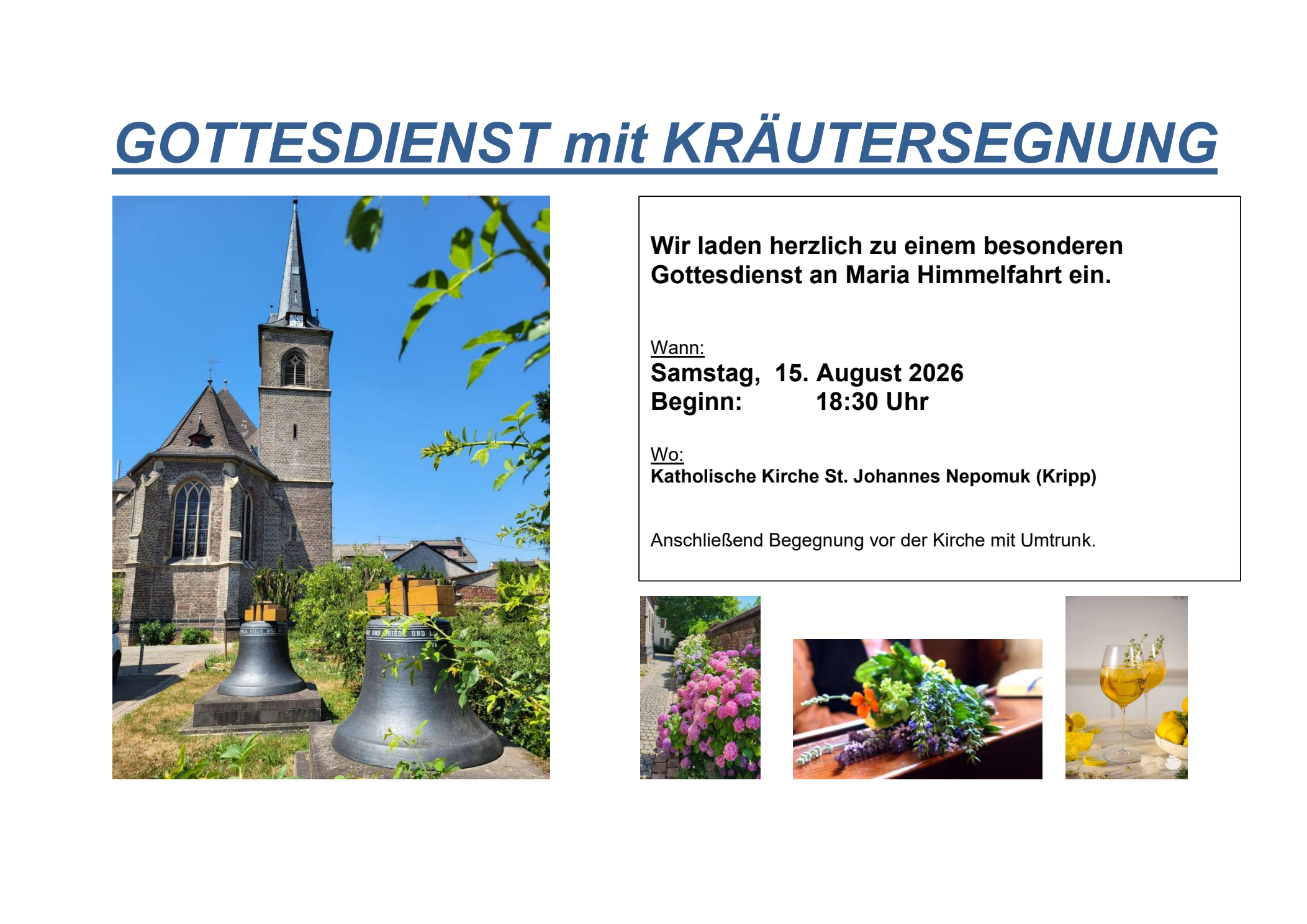 Flyer zum 'Kräuergottesdienst in Kripp 2026'